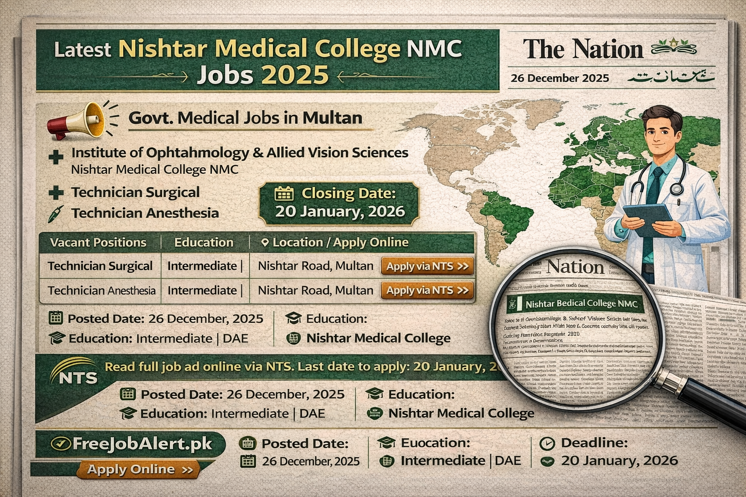 Nishtar Medical College NMC Multan Jobs 2026